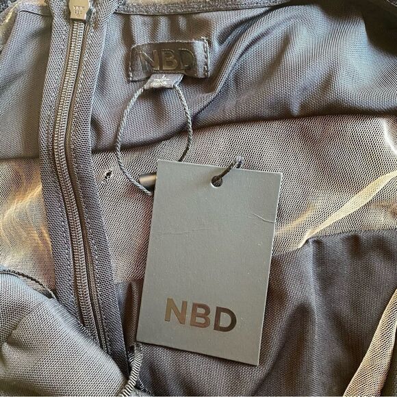 NBD Finna midi dress black nude sheer panel velvet strapless cocktail Revolve L - Picture 8 of 12